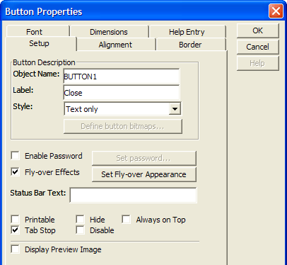 Button Setup Properties